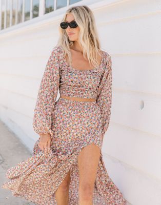Billabong X Salty Blonde Free Love maxi skirt co-ord in ditsy floral print