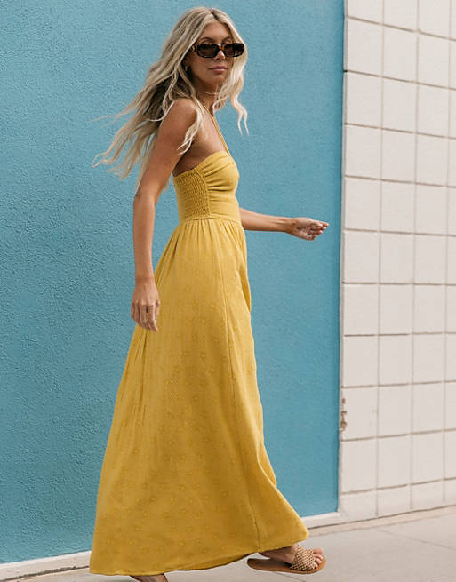 Billabong X Salty Blonde – Sunset Glow – Langes Sommerkleid in Gelb | ASOS