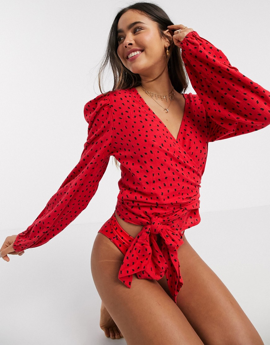 Billabong X Sincerely - Jules - 'Wrapped In Love'-top met stippen-Rood