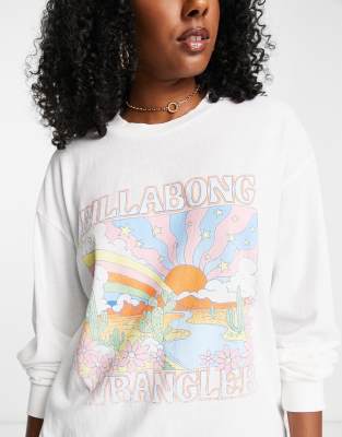 Billabong X Wrangler boyfriend crew t-shirt in white