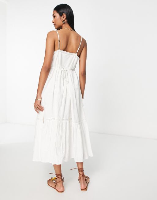 Billabong x Wrangler Peachy Keen beach midi summer dress in white  , 3 of 4