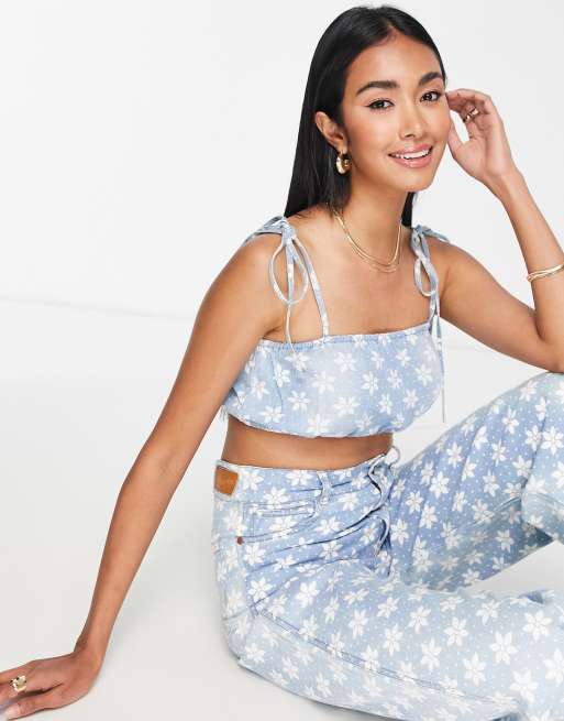 Billabong X Wrangler Perfect Pair co-ord top in blue ditsy floral print |  ASOS