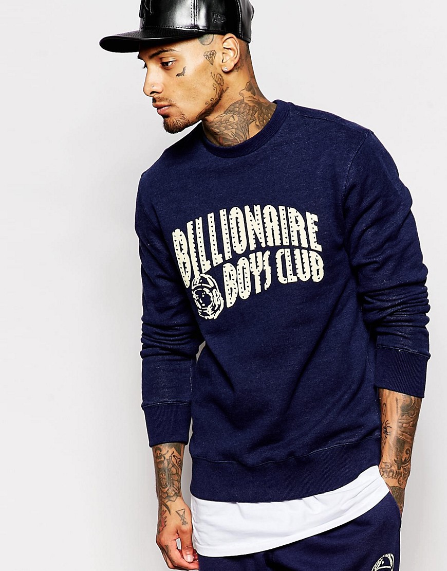 Billionaire Boys Club – sweatshirt med logga och rund halsringning-Marinblå