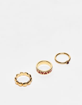 Bimba Y Lola BIMBA Y LOLA 3pk rings in red