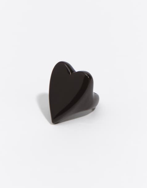 Bimba Y Lola anello a cuore laccato marrone scuro - view 1