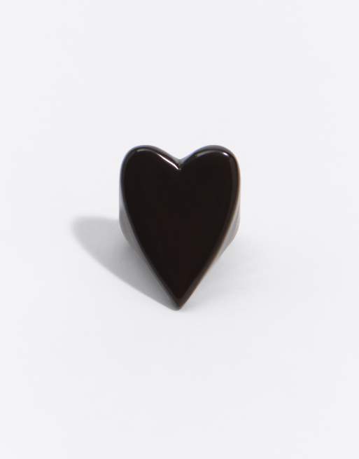 Bimba Y Lola anello a cuore laccato marrone scuro, 3 di 5