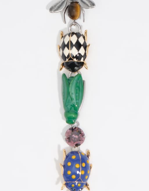 Bimba Y Lola Armband mit Emaille-Käfern und silberner Biene in Dunkelsilber, 3 von 4