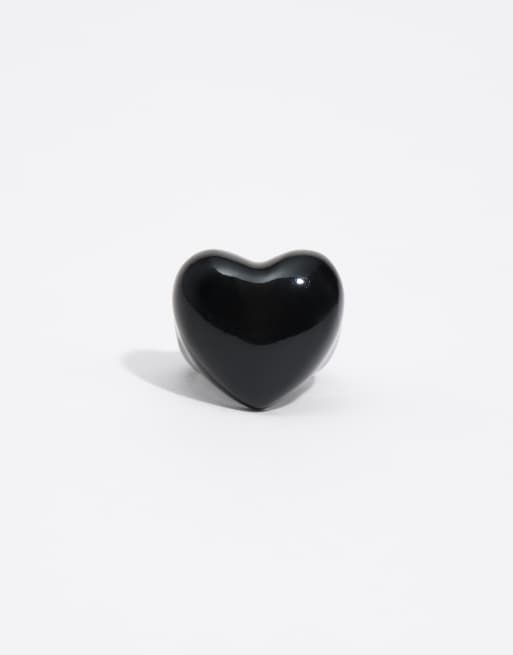 Bimba Y Lola bague cœur en émail noire, 3 de 4