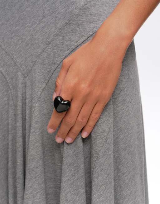 Bimba Y Lola bague cœur en résine marron, 5 de 5