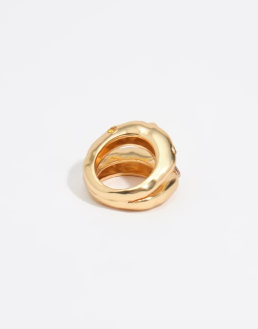 Bimba Y Lola bague texturée avec cristaux topaze dorée, 3 de 3