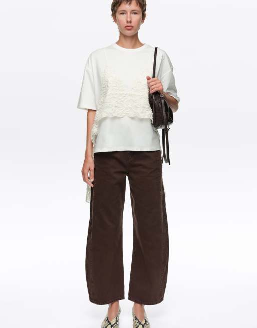 Bimba Y Lola Barrel-Jeanshose mit Schnalle in Schokobraun, 5 von 5