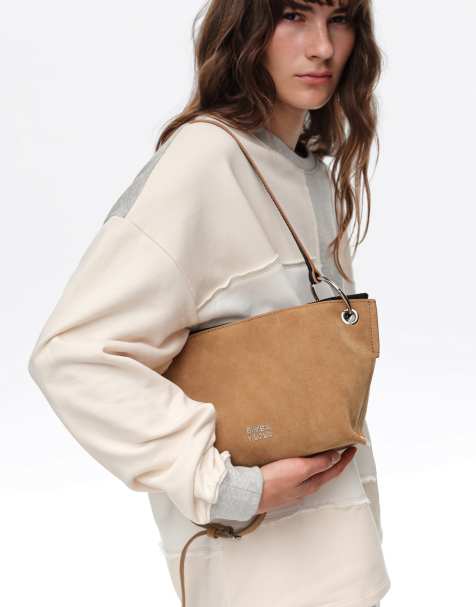 Bimba Y Lola - Bolso beis mediano con diseño de trapecio de ante - view 1