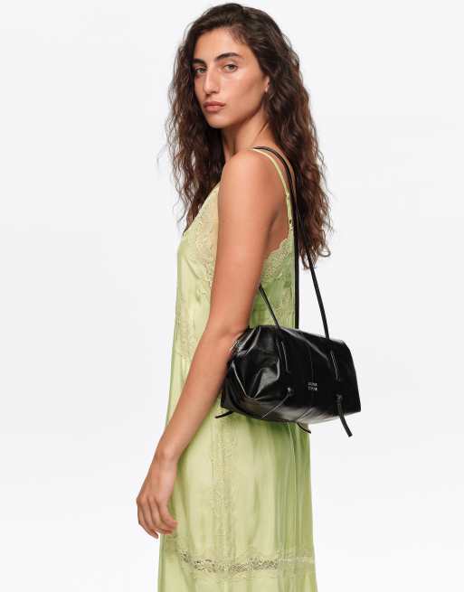 Bimba Y Lola bolso de hombro de cuero negro, 7 de 7