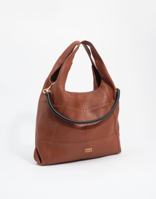 Bimba Y Lola bolso mediano tipo bolsa de papel de cuero marrón, 1 de 4