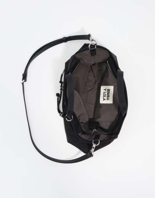 Bimba Y Lola bolso shopper mediano de nylon en negro, 3 de 4