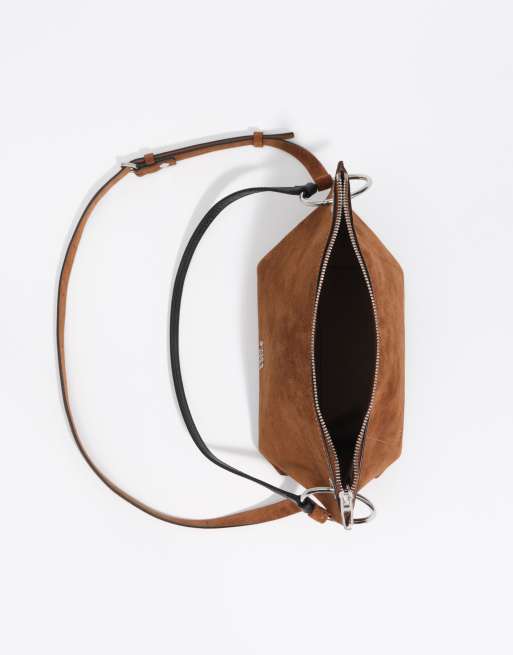 Bimba Y Lola bolso trapecio mediano de ante en color tabaco, 4 de 7