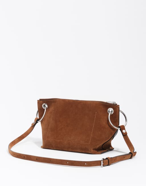 Bimba Y Lola bolso trapecio mediano de ante en color tabaco, 5 de 7