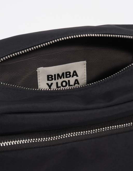 Bimba Y Lola borsa a tracolla grande in nylon con tasca nera, 3 di 4