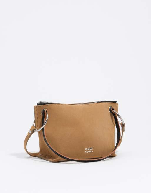 Bimba Y Lola - Borsa a trapezio media in camoscio neutro, 6 di 7