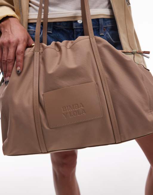 BIMBA Y LOLA - Borsa da spalla a secchiello grande color corteccia, 4 di 4