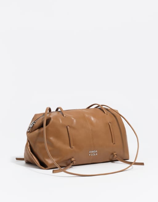 Bimba Y Lola - Borsa da spalla in pelle color miele, 6 di 7