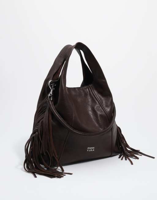 Bimba Y Lola borsa media in pelle patchwork color caffè, 1 di 5