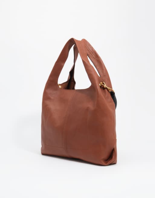 Bimba Y Lola borsa media in pelle stile paper bag marrone, 4 di 4