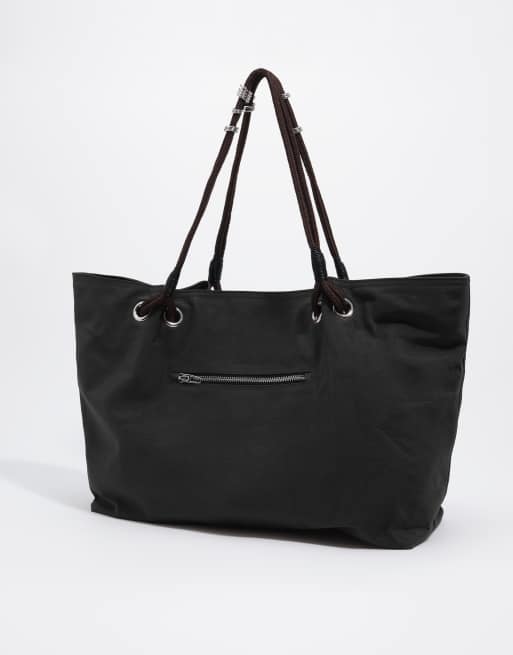 Bimba Y Lola borsa shopper maxi in nylon nera, 4 di 5