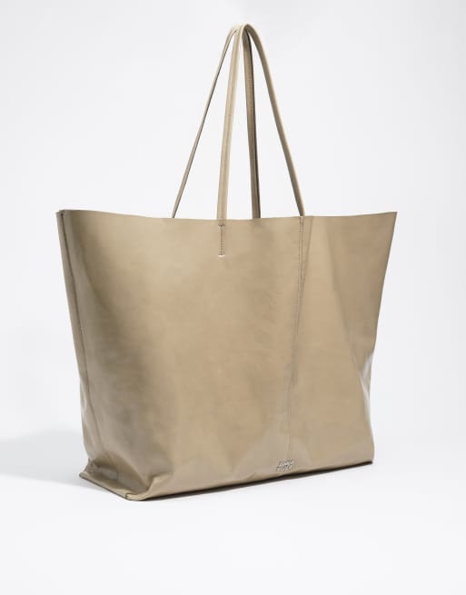 Bimba Y Lola borsa shopper maxi in pelle lucida color salvia, 1 di 6