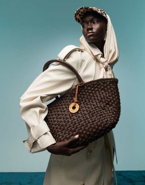 BIMBA Y LOLA - Borsa shopping color cioccolato a pieghe - view 1