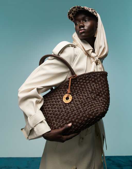 BIMBA Y LOLA - Borsa shopping color cioccolato a pieghe
