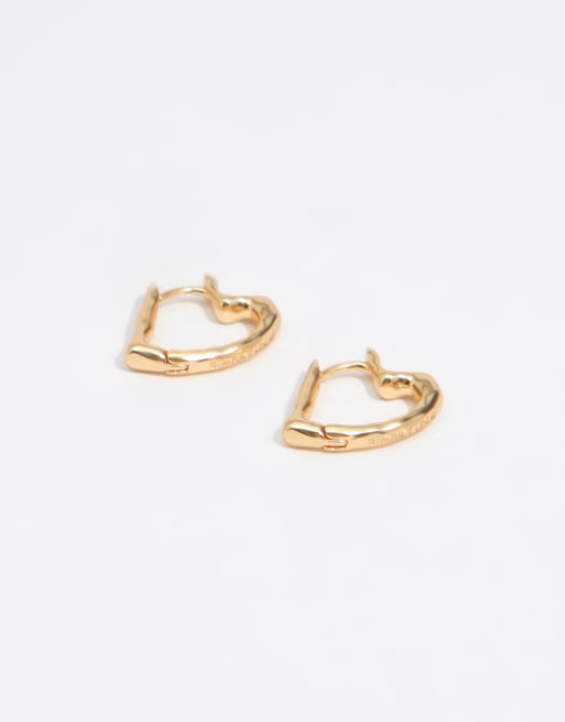 Bimba Y Lola boucles d'oreilles créoles cœur texturées dorées, 3 de 3