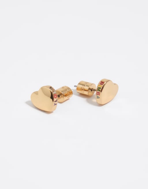 Bimba Y Lola boucles d'oreilles logo cœur en métal doré, 2 de 2