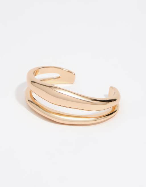 Bimba Y Lola bracciale in metallo con fasce irregolari color oro, 2 di 4