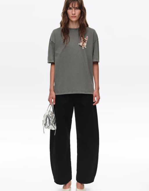 Bimba Y Lola camiseta boxy con logo en negro lavado, 6 de 6