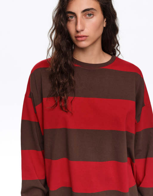 Bimba Y Lola camiseta larga oversize a rayas roja, 2 de 6