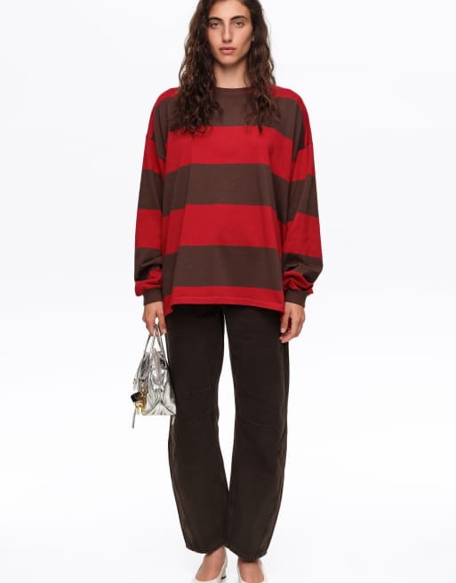 Bimba Y Lola camiseta larga oversize a rayas roja, 6 de 6