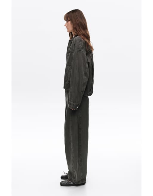 Bimba Y Lola chaqueta vaquera oversize a rayas en marrón lavado, 3 de 6