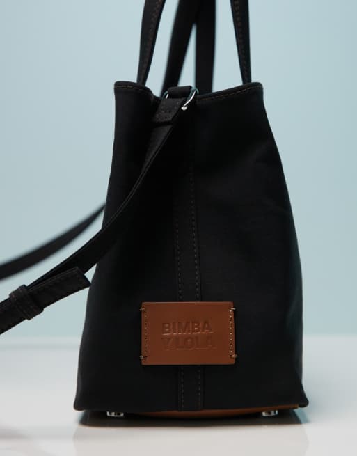 BIMBA Y LOLA - Chihuahua - Borsa mini a mano con tracolla in nylon antracite, 3 di 4