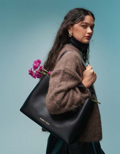 BIMBA Y LOLA - Chihuahua - Sort stor shoppertaske i læder