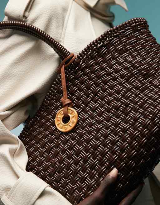 BIMBA Y LOLA - Chokoladebrun shoppertaske med flettet design, 2 af 4