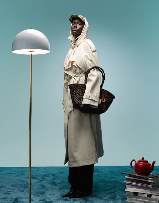 BIMBA Y LOLA - Chokoladebrun shoppertaske med flettet design, 3 af 4