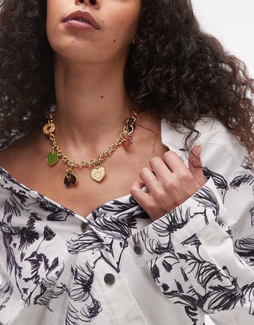 BIMBA Y LOLA - Collana color oro con ciondoli a cuori multicolore 