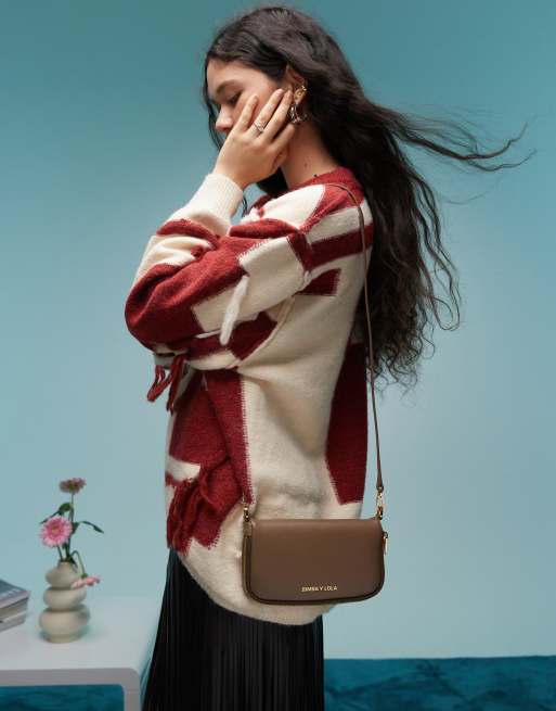 BIMBA Y LOLA - Crossbodytas van leer in donkertaupe