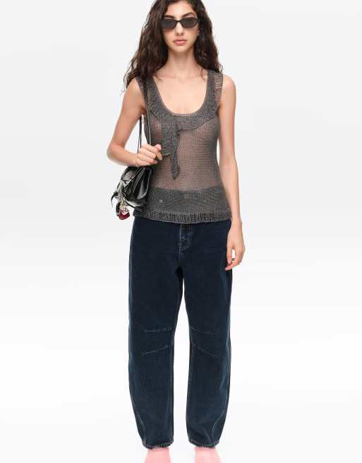 Bimba Y Lola Denim Barrel-Leg-5-Pocket-Hose in Dunkel-Denimblau, 6 von 6