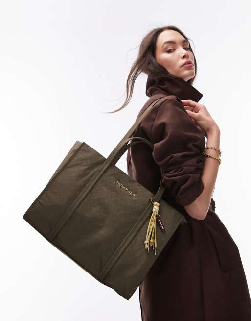 Bimba y Lola – Duża nylonowa torba typu shopper w kolorze khaki 