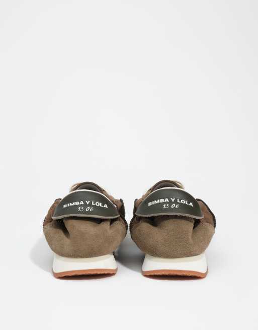 Bimba Y Lola elastische Sneakers aus Wildleder und Nylon in Khaki, 4 von 7