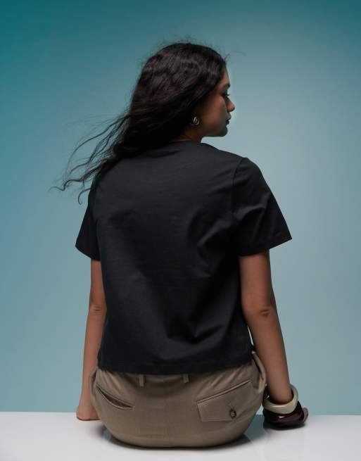 BIMBA Y LOLA embroidered logo boxy t-shirt in washed black, 4 of 4