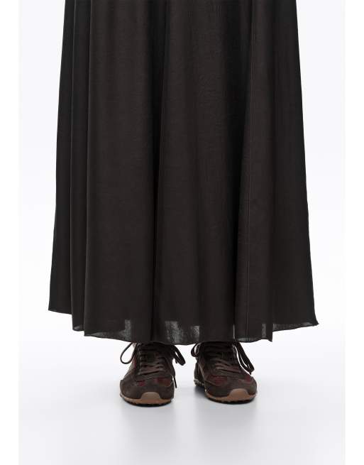 Bimba Y Lola falda midi acampanada de dos materiales en gris jaspeado, 3 de 7