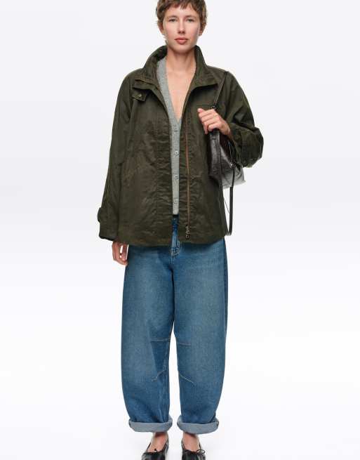 Bimba Y Lola gewachster Trenchcoat in A-Linie in Khaki, 6 von 7